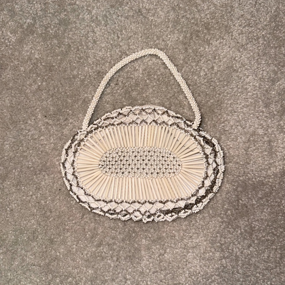 Vintage 1800s beaded mini wristlet purse